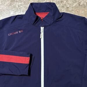 Galway Bay Jacket Mens XL Blue Red Colorblock Full Zip Windbreaker Rain Golf
